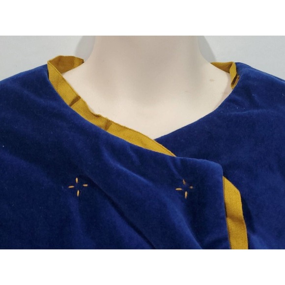 Kico for Anthropologie 5/6 Velvet Velour Quilted Blue Yellow Child's Snap Jacket - Picture 2 of 9